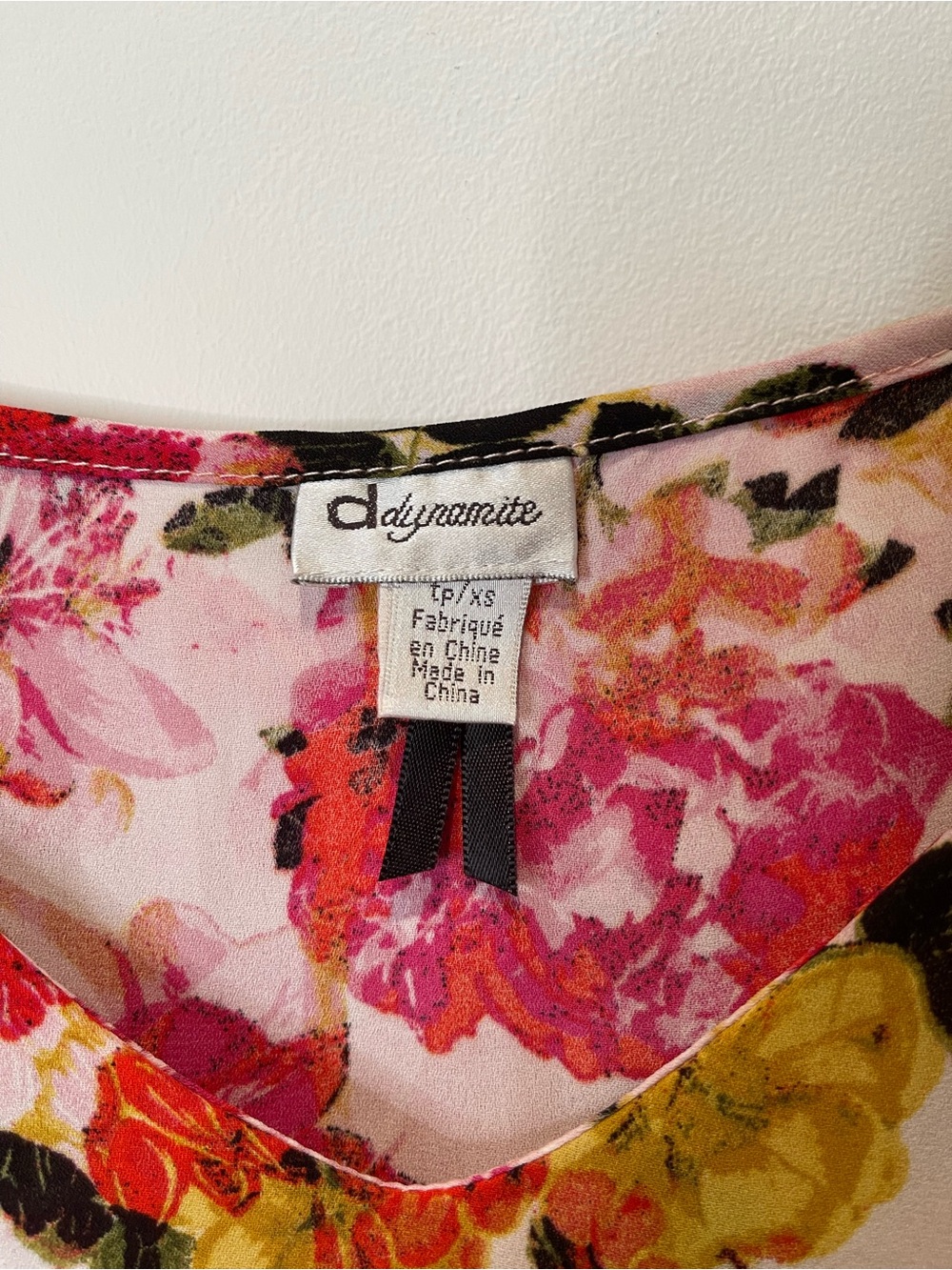 Vintage Dynamite Floral Flowy Ruffle Spaghetti Strap Cami Top Tropical Pink - Picture 5 of 6